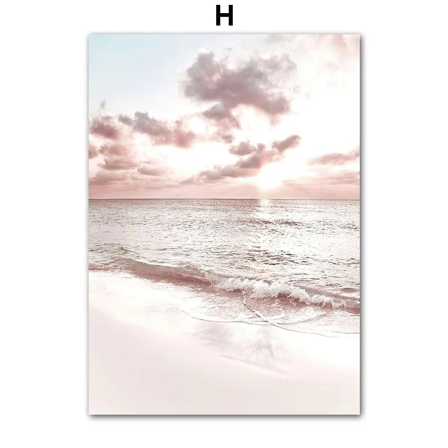 Canvas Painting Summer Pink Sunny Bridge Beach Conch Line Girl Posters And Prints Nordic Wall Art Pictures Living Room Decor
