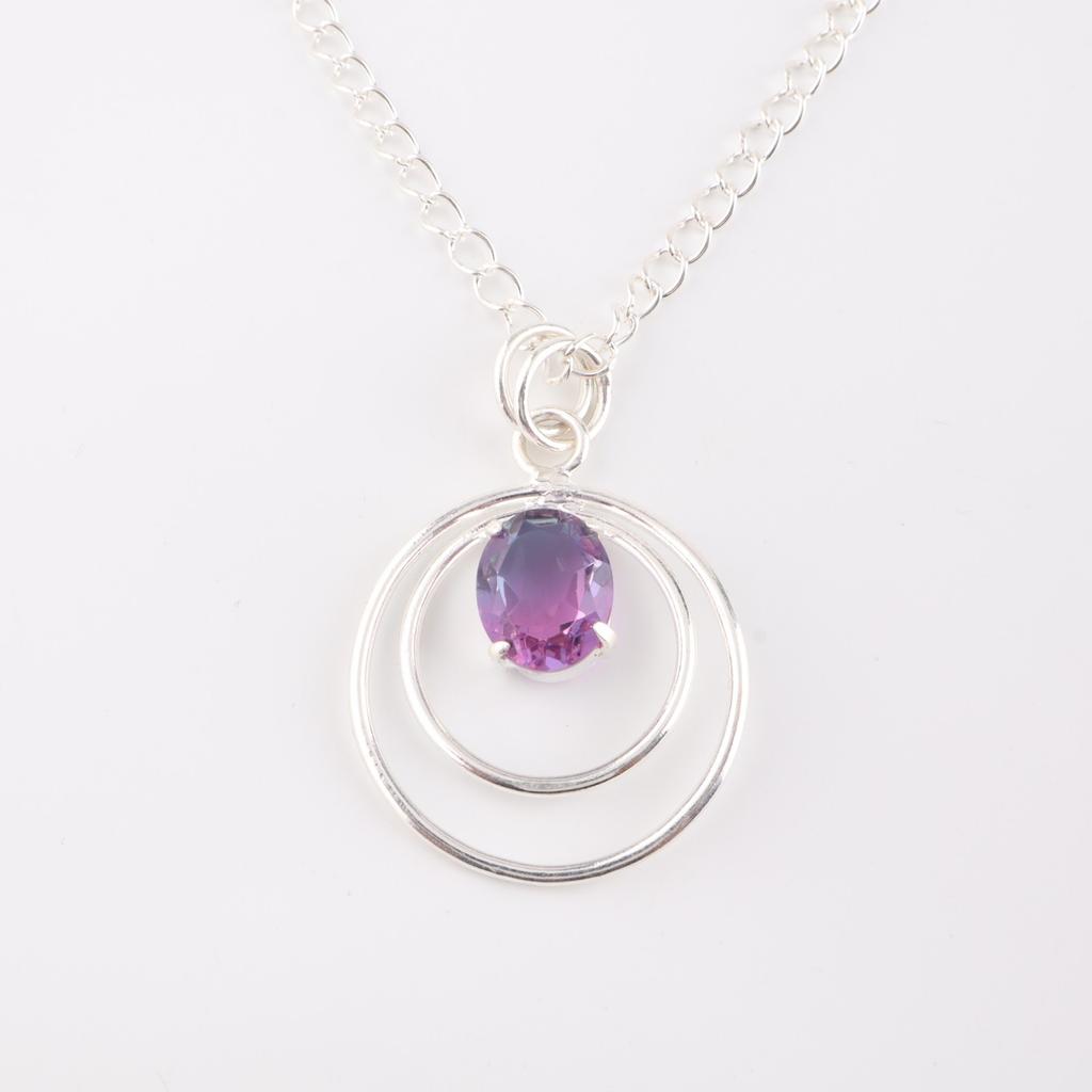 Pink Bio Tourmaline Gemstone 925 Sterling Silver Jewelry Handmade Pendant 1.65" PP-61-53