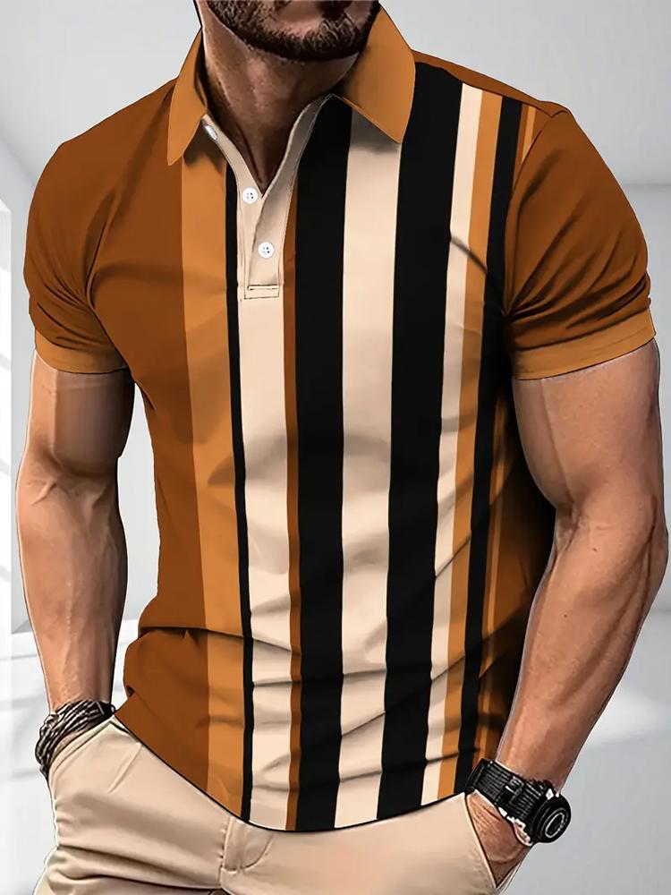 

Мужская летняя рубашка с коротким рукавом - Повседневная рубашка поло с абстрактным принтом красного и белого цветов 3XL оранжевый