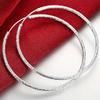 Free Shipping 925 Sterling Silver Simple Scrub 5.0cm Hoop Earrings for Women Trendy Jewelry Earrings