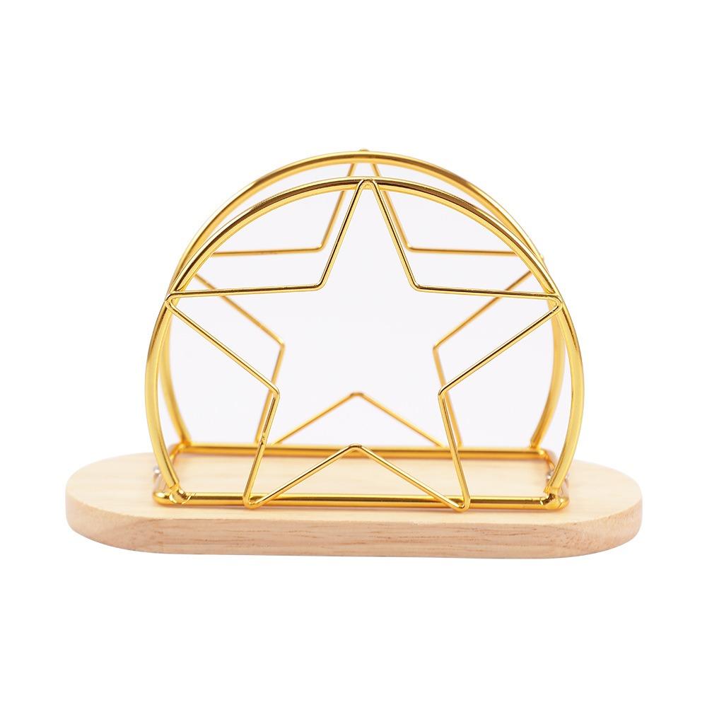 

Прочные железные стоячие держатели для салфеток Декоративный черно-золотой диспенсер для салфеток с деревянным основанием Держатель для бумажных салфеток Стол