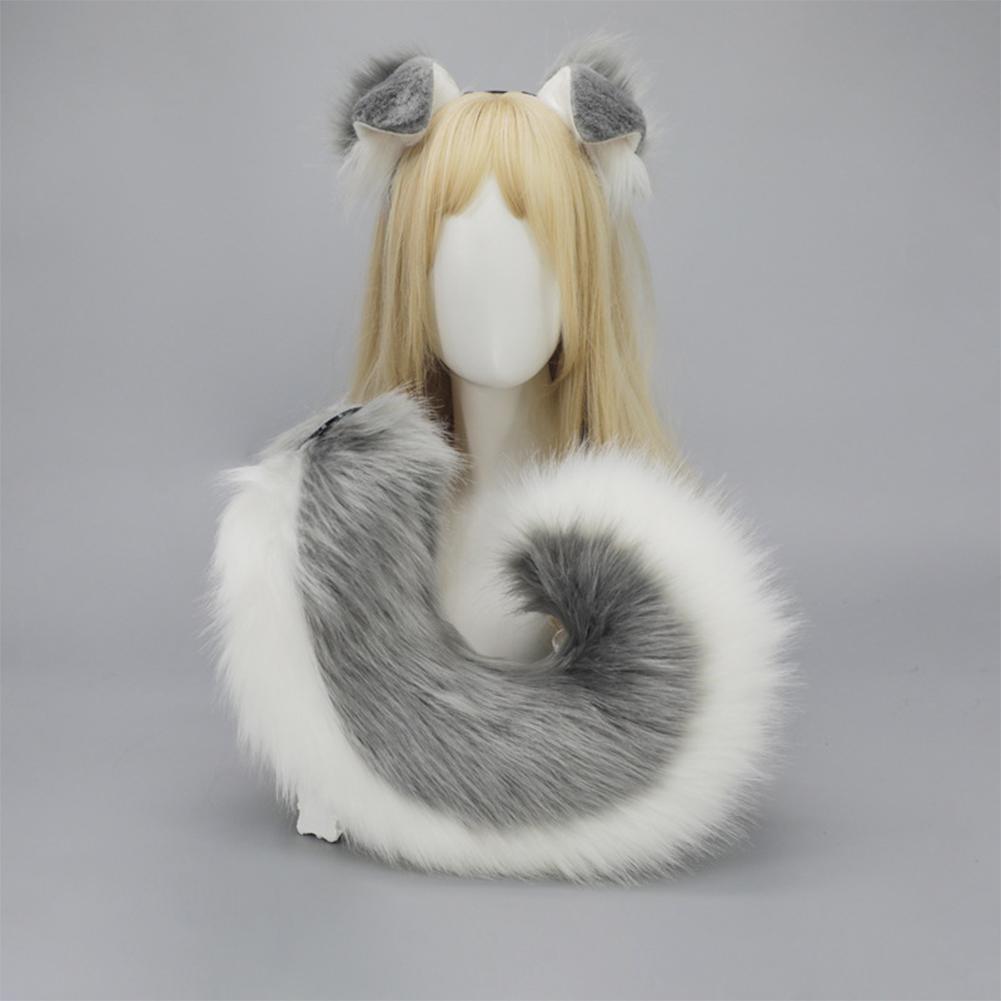 Halloween Dog Ear Tail Set  Cosplay Accessories Costume Plush Realistic Animal Ears Tail For Anime Party Cute Pet Role Play