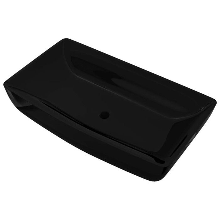 VidaXL Vasque Rectangulaire Céramique Noir pour Salle de Bain Lavobo Lave-main 141923