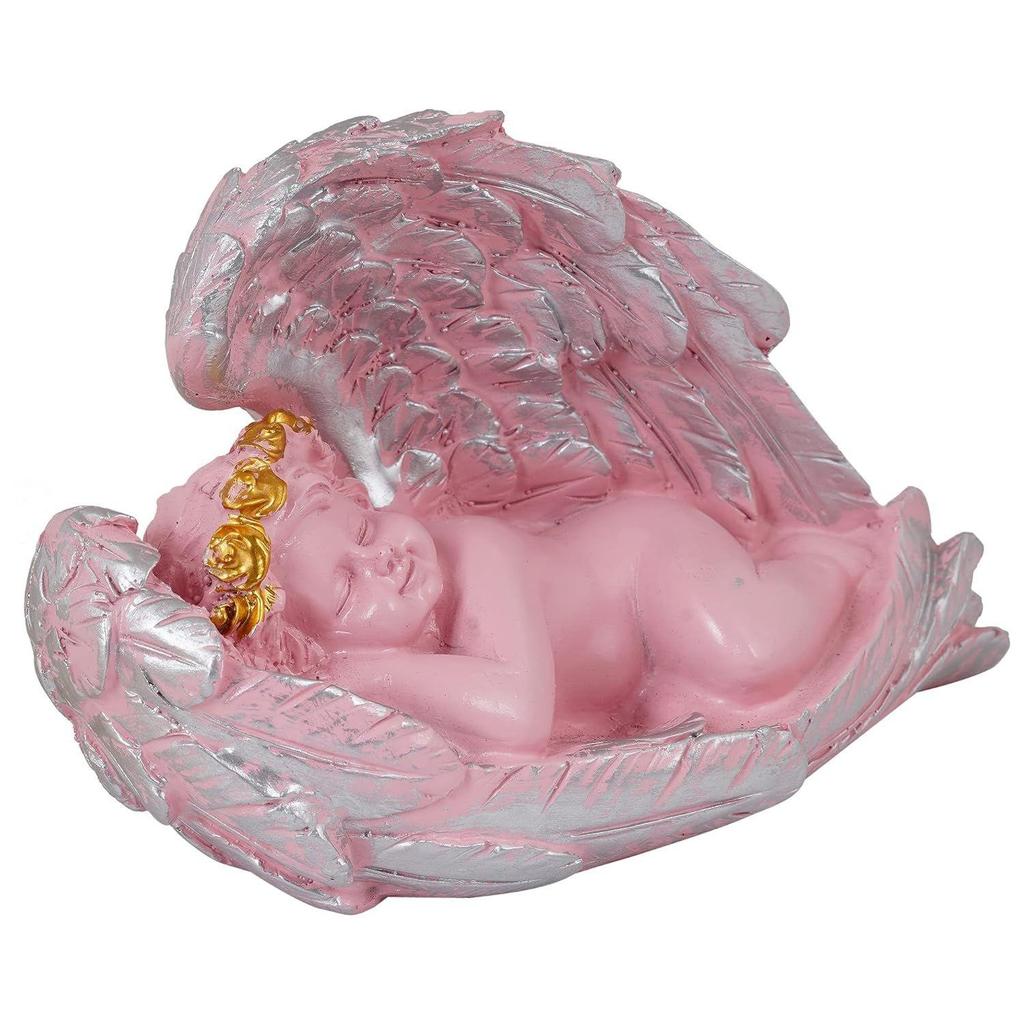 Statue eines geflügelten Mädchens als Heimdeko-Artikel | Feenmädchen-Statue als Schaufensterstück zur Dekoration von Heimregalen (Angel Pink SHS)