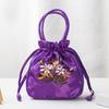 Retro Embroidery Drawstrings Handbags Storage Bags Women Purse Wallets Card Holder Bucket Shoulder Bag