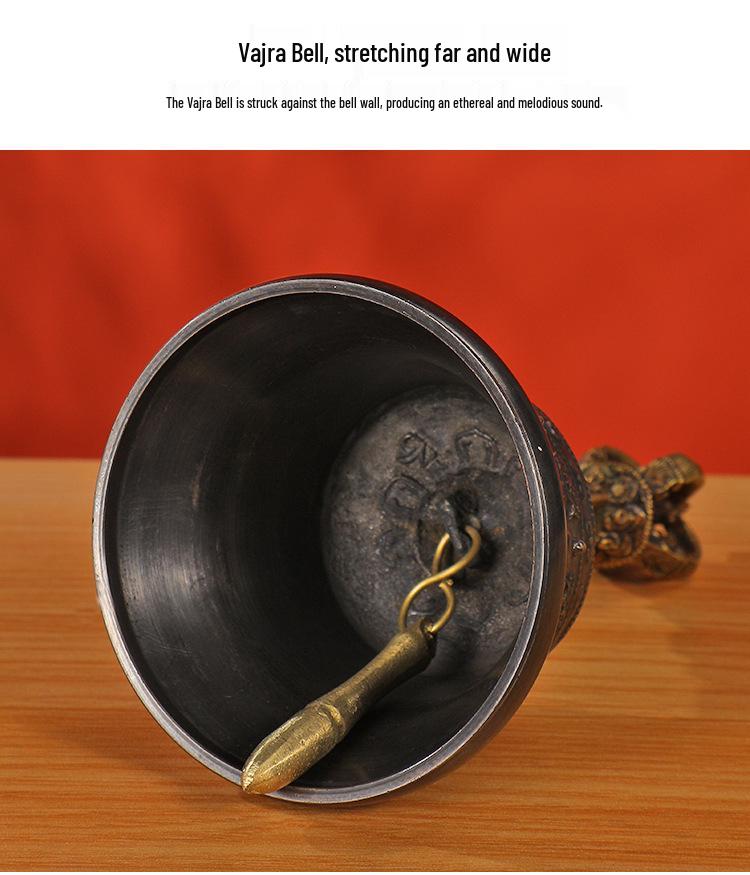 Nepal Vajra Bell & Dorje Tingsha: Bronze Practice Bell for Tibetan Buddhism Altar