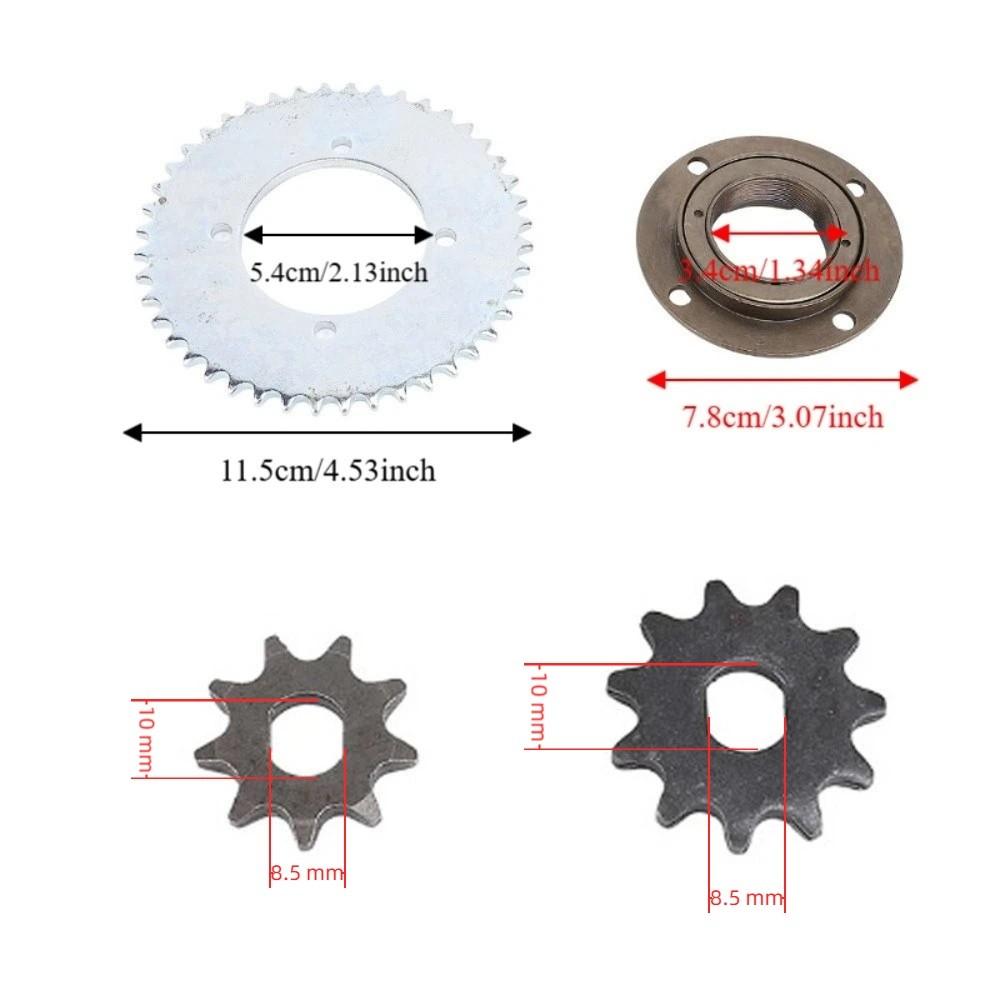 Toothless Flywheel T8F Gear Chain Set 116 Links Chain Chain Sprocket Kit  Mini Motorcycle