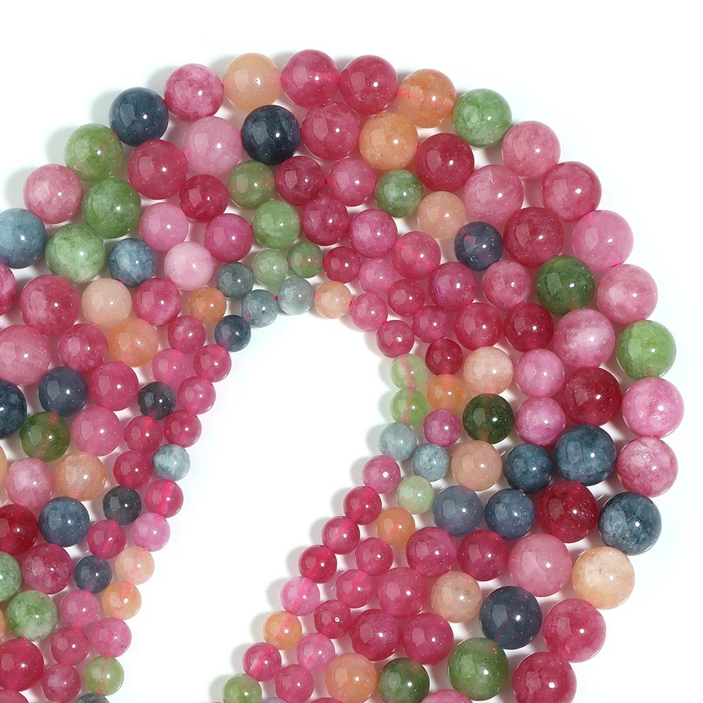 1 Strand 6/8/10mm Natural Stone Tourmaline Beads Colorful Round Loose Beads For DIY Jewelry Making Necklace Bracelets Supplies