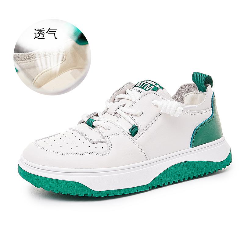 

Первый слой из коровьей кожи, белые туфли, женские, весна 2025, новые одинарные туфли, женские туфли с большой головкой и плоской подошвой, одна педаль, натуральная кожа, женские туфли 40 зелёный