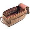 Genuine Buffalo Leather Toiletry Bag Travel Dopp Kit Shaving Case for Men Women. Size 9 X 4 X 5 Inches