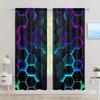 JIT 2pcs Luminous Hexagon Curtains  Blackout Curtain  Polyester  Living Room Decor  Rod Pocket Curtain.