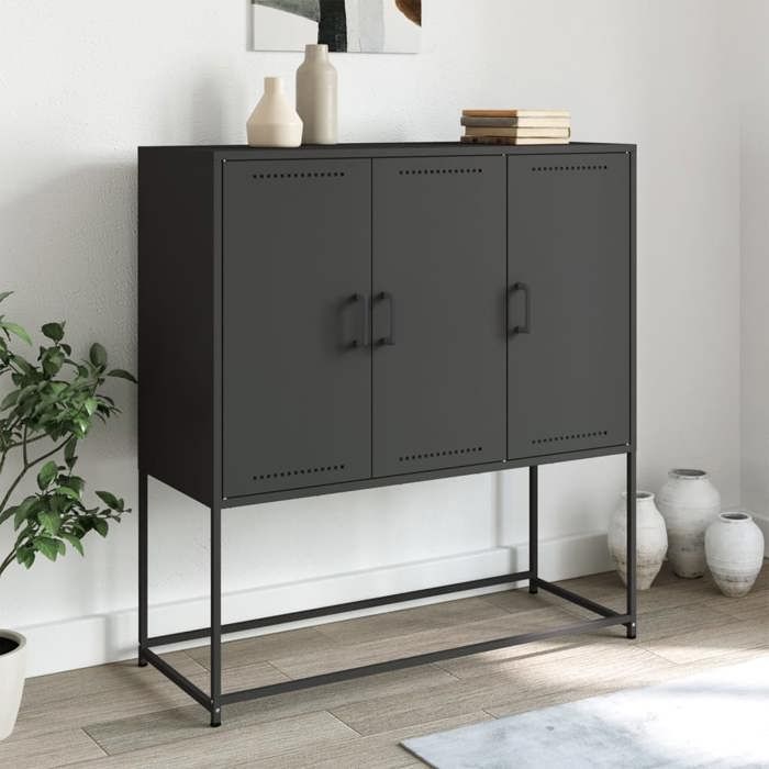 VidaXL Highboard Black 100.5x39x107 Cm Steel, Buffet, Cupboard, Sideboard, Cabinet, Storage Cabinet, Cabinet 846536