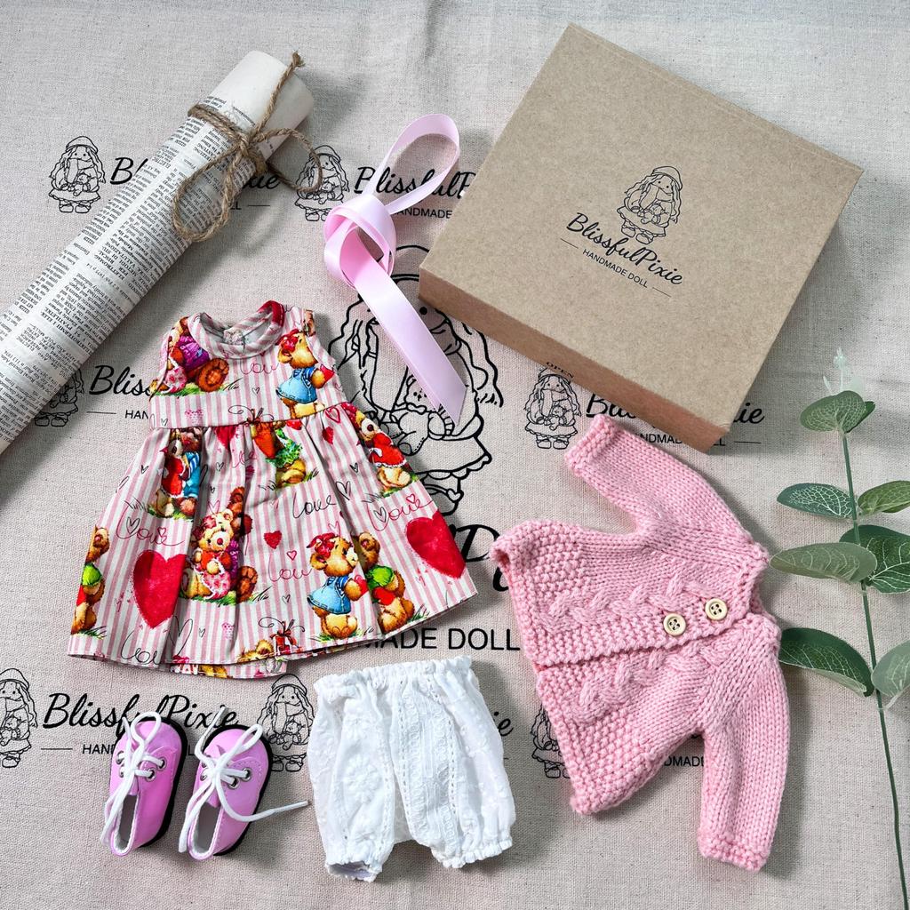 BlissfulPixie Handmade Waldorf Doll Clothes Set (30cm) with Beautiful Box, Perfect for Girls, Christmas, Birthday Gift - Autumn Clothing Accessories