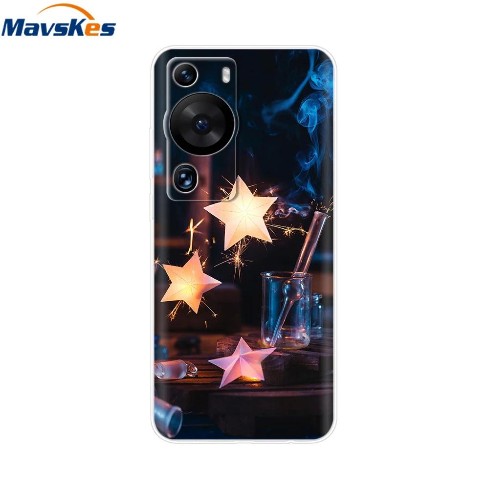 For Huawei P60 Pro Case Cute Heart Cartoon Painted Silicone Clear TPU Back Cover For Huawei P 60 P60 2023 P60Pro Phone Cases