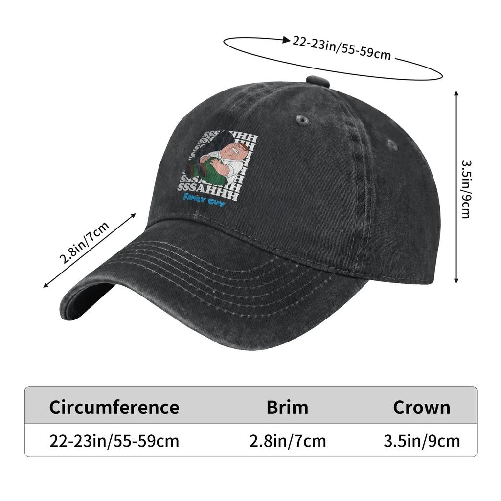 Vintage Families Cartoon Peter Griffin Knee Injury Baseball Cap Men Distressed Denim Washed Sun Cap Outdoor Adjustable Caps
