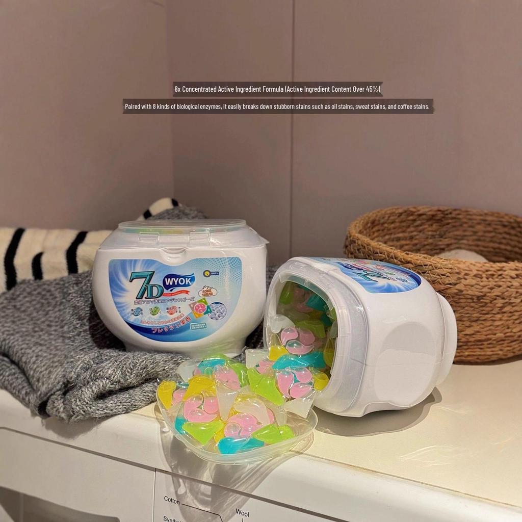 WYOK 7-in-1 Laundry Pods: Long-Lasting Fragrance, Softening, Concentrated Detergent, Stain Removal, Large Size