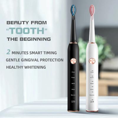 Black and White Sonic Electric Toothbrush for Male and Female Lovers 5-mode USB Charging IPX7 Waterproof Sonic Electric