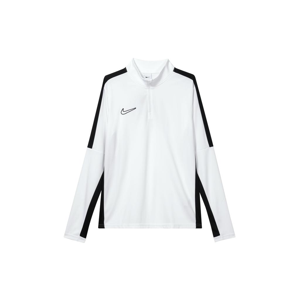 Nike Color Block Printed Stand Collar Half Zip Casual Training Long Sleeve T-Shirt Men Tops White DR1353-100