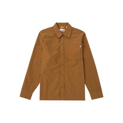 Solid Color Comfortable Breathable Square Neck Long Sleeve Shirt Men Shirts Khaki A5QRZ932