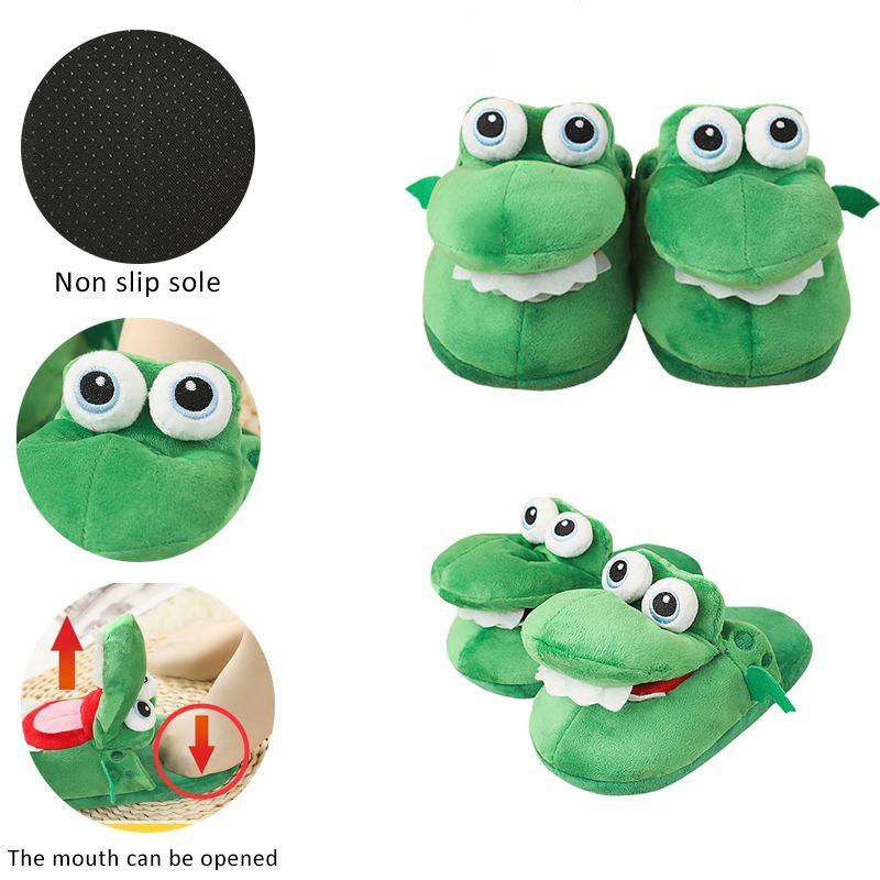 Fun Crocodile Plush Cotton Slippers Soft Non-slip Home Footwear