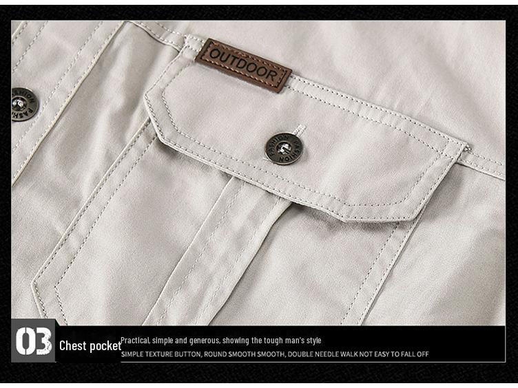 Men's Long Sleeve Cotton Shirt: 2024 Spring & Autumn Casual Loose Outdoor Workwear Jacket