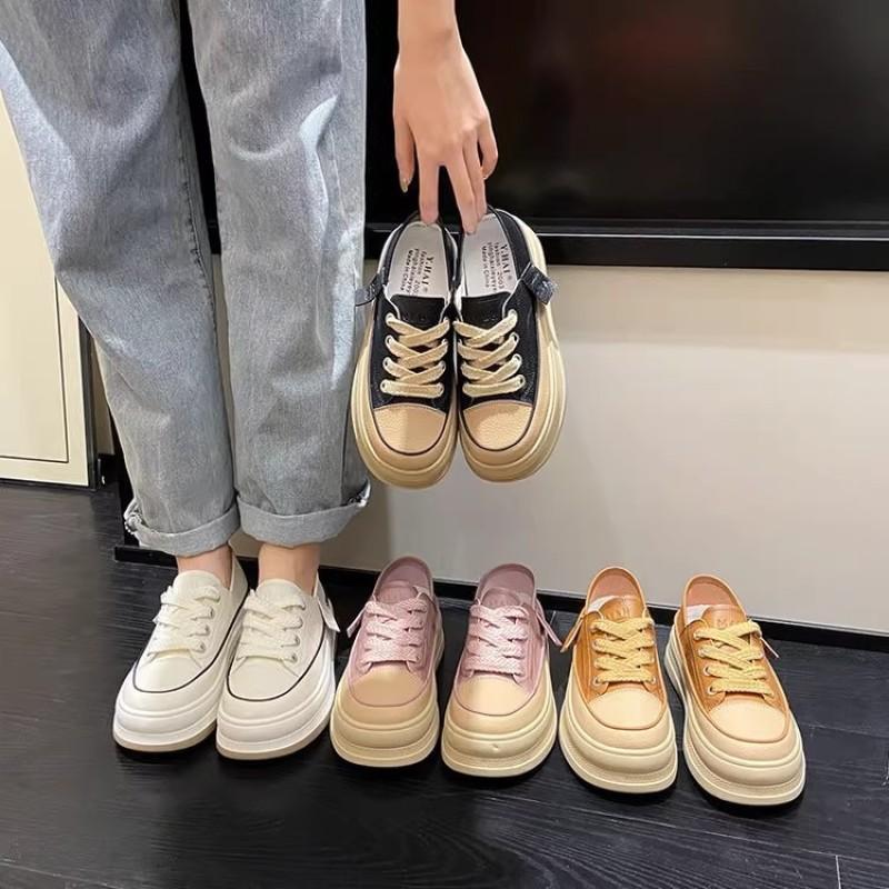 Spring and Autumn new two-wear versatile little white board shoes dissolved muffin platform single shoes casual fashion retro women's shoes