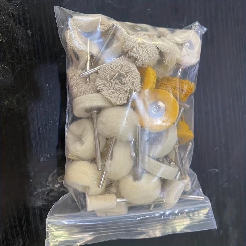 50pcs 1Inch Polishing Buffing Wheel Set, Wool Felt Mounted 3mm Shank For Rotary Tool Accessories, Mini Brush Polishing Kit For Watch And Jewelry