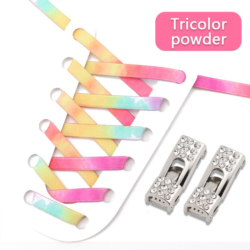 Diamond Cross Lock Shoelaces Rainbow Elastic Flat Laces Sneakers Without Ties Kids Adult No Tie Shoe Laces Rubber Bands Shoelace