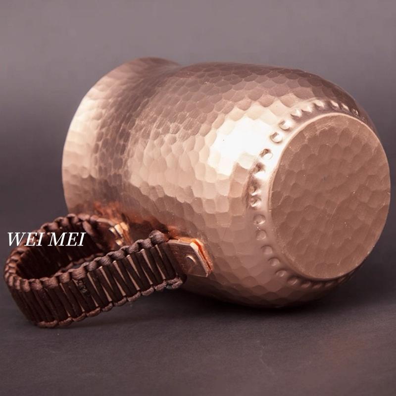 Tazza da Caffè in Rame Puro Vintage da 800 ml, Martellata Fatta a Mano Spessa Tazza da Acqua per la Colazione, Tazza da Tè con Manico Stoviglie