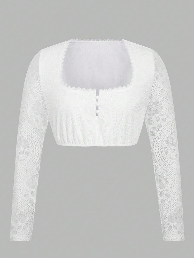 

Bavarian Festival Lace Base Layer White Shirt L білий
