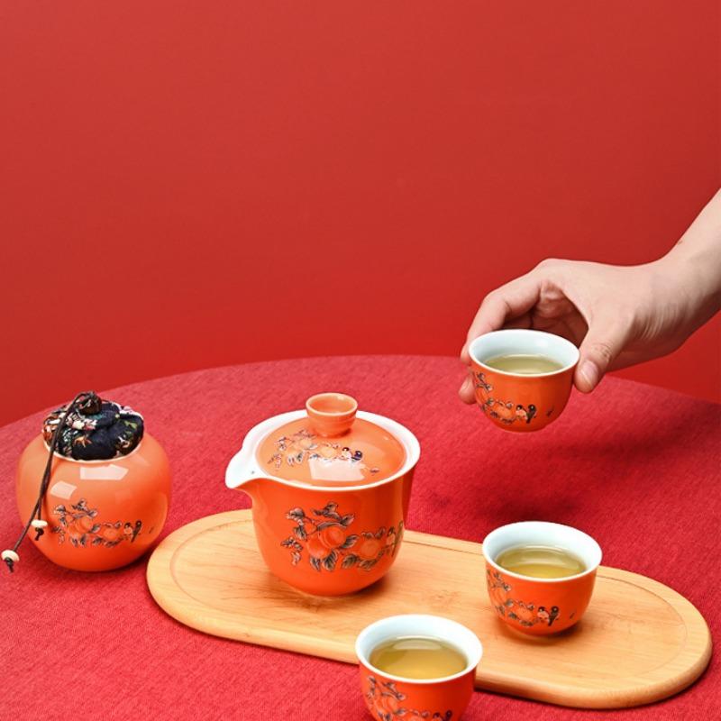 Creative Ceramic Portable Travel Tea Set, Father's Day Gift, Dad's Gift for Elderly Chinese Tea Set