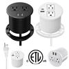 Desk Power Grommet Outlet 2M Extension Cord Table Outlets 2 USB/1 USB + PD 18W Type C Ports for Office PC Desk Cable Cord Cover