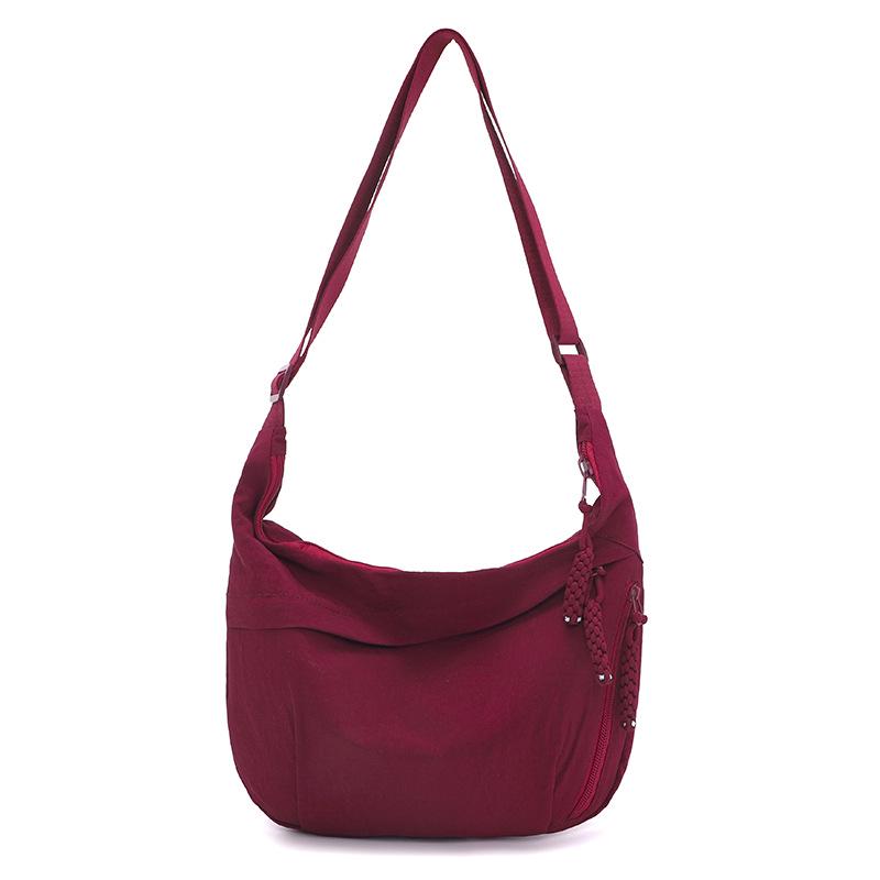 2024 Japanese Minimalist Large Capacity Crossbody Bag for Women - Versatile Student & Shoulder Canvas Dumpling Bag