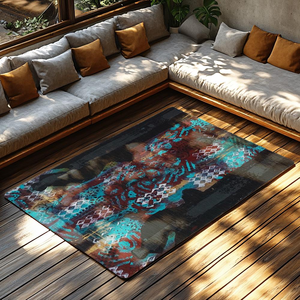 Unique Abstract Area Rug Modern Geometric Floor Mat Living Room Decor Non Slip Home Carpet Bedroom Runner Rug Artistic Design