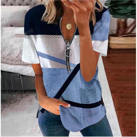 Travel New Women'S Retro Printed Shirt Casual Spring And Summer Breathable Cool Sexy Daily Date Short Sleeved T-Shirt Top