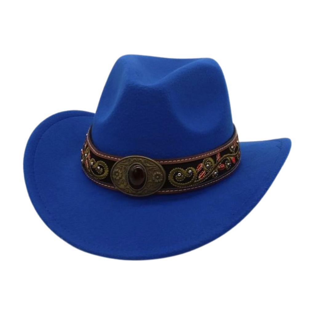 Sunshade Big Eaves Western Cowboy Hat Rolled Eaves Ethnic Style Decorative Design Felt Hat Top Hat