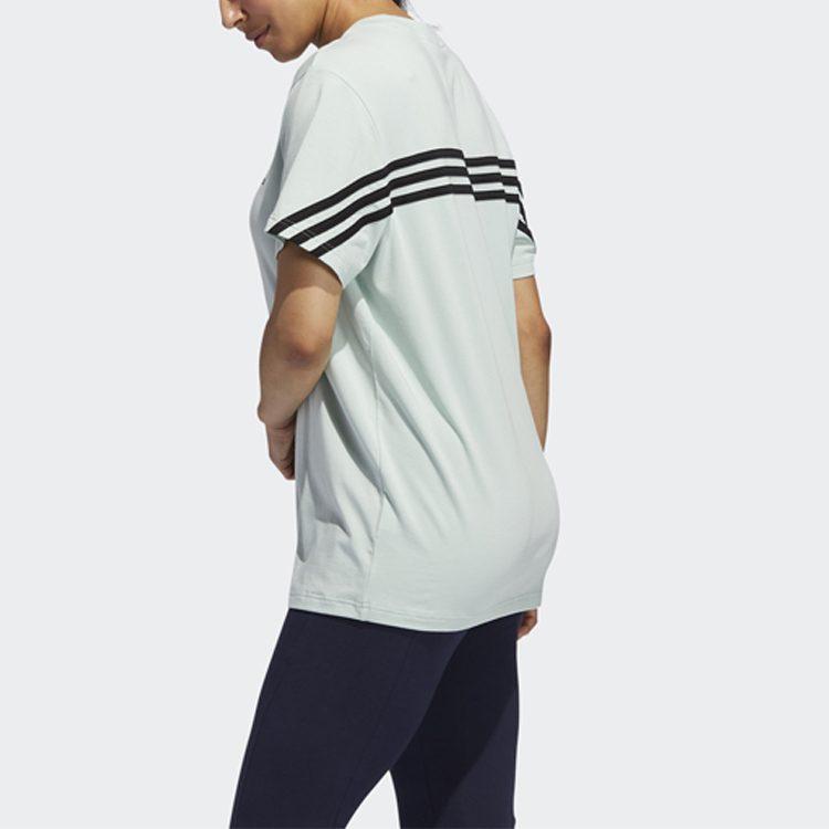 Adidas T Shirts Women's Light Green Crew Neck Moderate Straight Fit GH3801