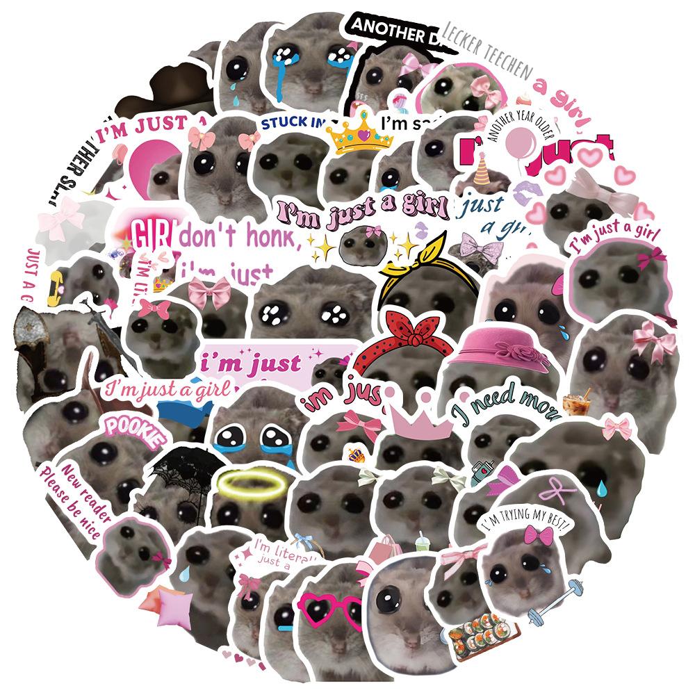 10/30/56pcs Kawaii Sad Hamster Meme Stickers Cute Cartoon Animal Sticker Waterproof DIY Notebook Phone Luggage Graffiti Decals