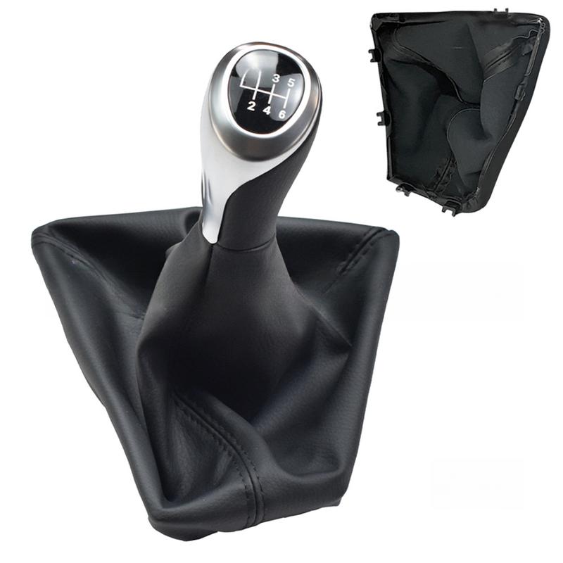 Pomello del Cambio Manuale a 6 Marce dall'Aspetto Personalizzato per BMW Serie 1 F20 F21 2011 2016 con Soffietto in Pelle Accessorio Interno Nero Argento