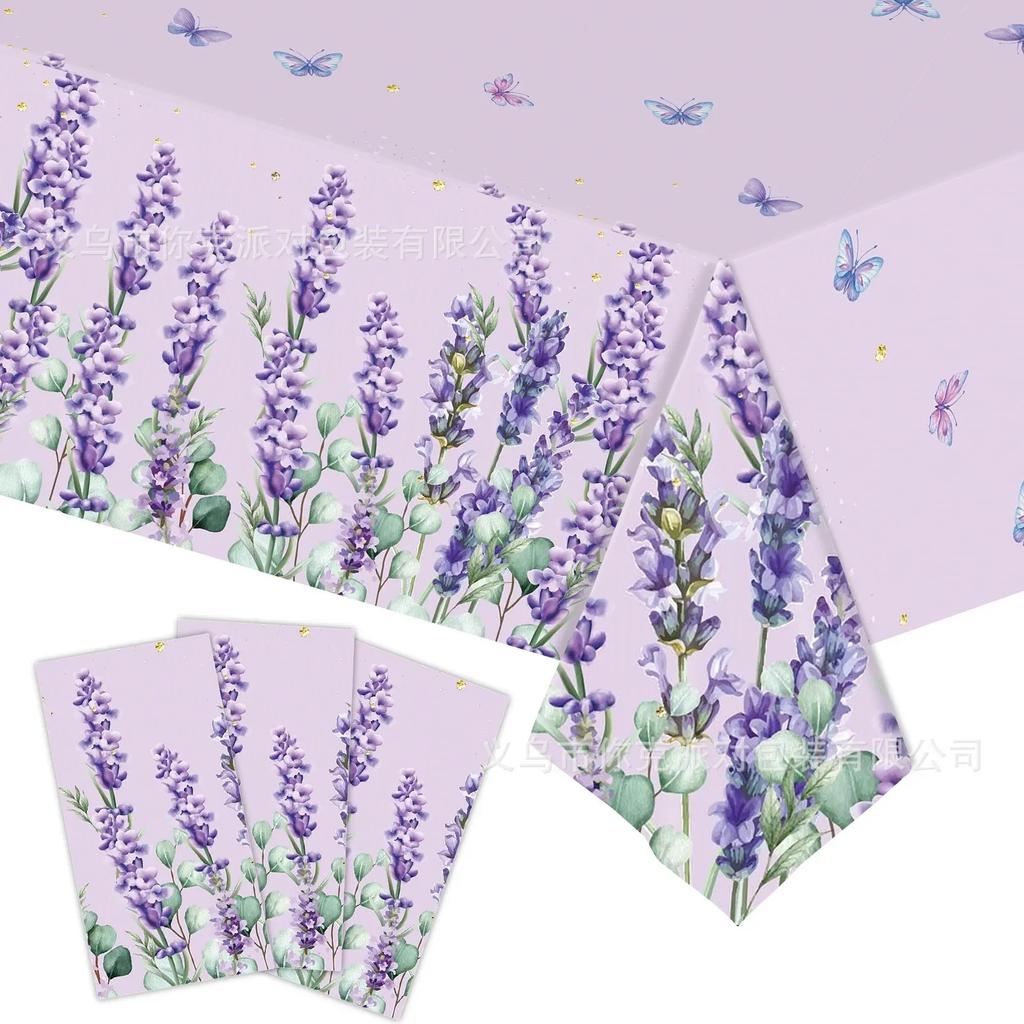 Lavendel Schmetterling Thema Einweg-Geschirr Lila Lavendel Schmetterling Pappteller Servietten Glückliche Mädchen Geburtstagsparty Zubehör