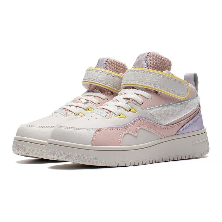 Li Ning Comfortable Mid-Top Sports Casual Shoes Kids Sneakers Pink YKCS154-12