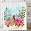 Dolphin Shower Curtain Blue Underwater World Marine Life Polyester Fabric Kids Ocean Theme Bathroom Curtain Decor with Hooks