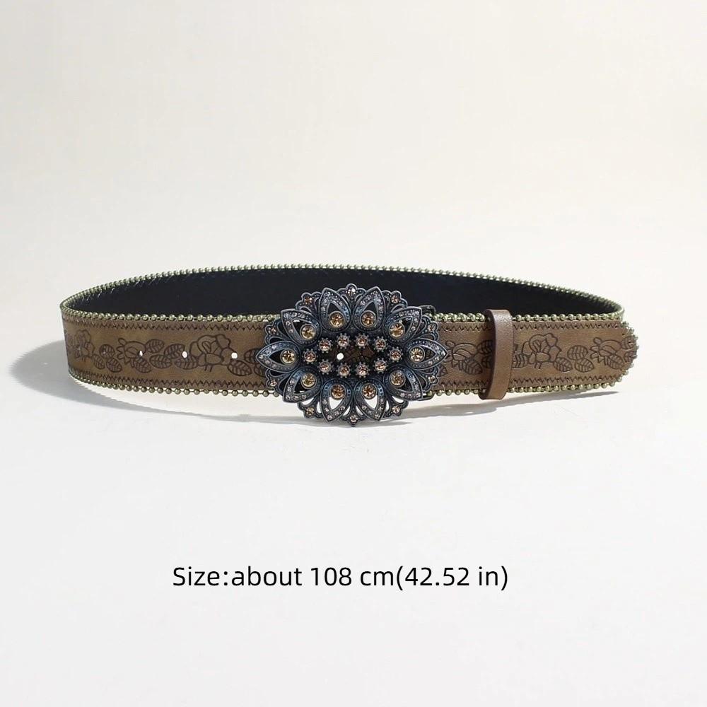 Luxury Metal Buckle Belt Engraved Buckle Waist Chain Fashion Waist Belt  for Dresses