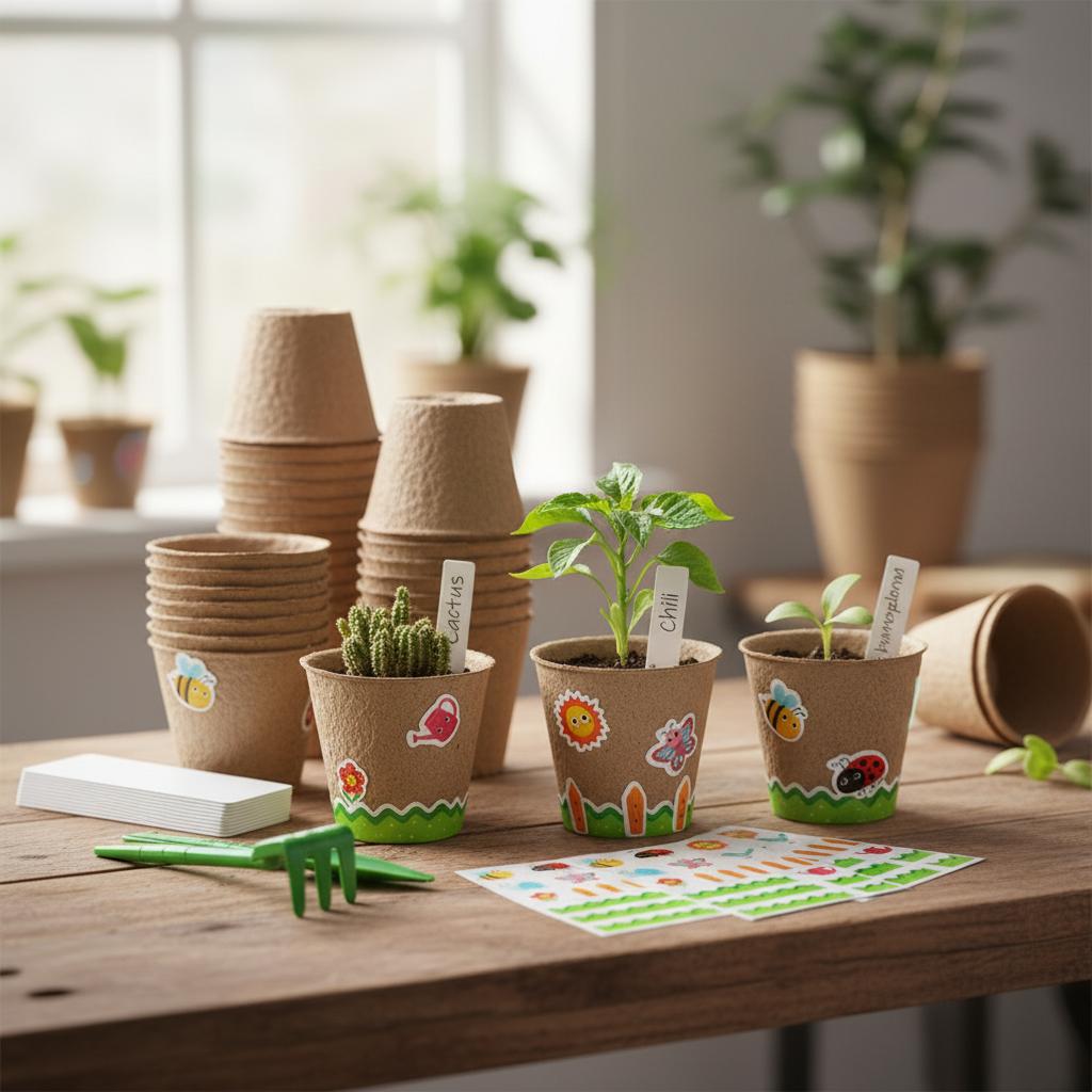 Biodegradable Pulp Seedling Cups For Kids DIY Planting Vegetable And Succulent Nursery Trays