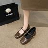 Small inner height increase silver Mary Jane shallow mouth single shoes women 2025 summer square head beanie shoes women breathable and comfortable