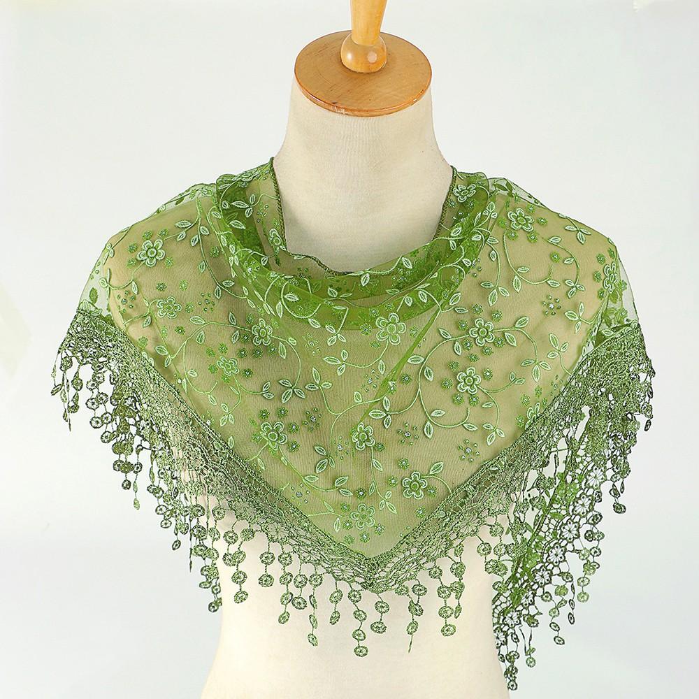 Casual Lightweight Scarf Floral Tassel Scarf Women's Triangle Scarf