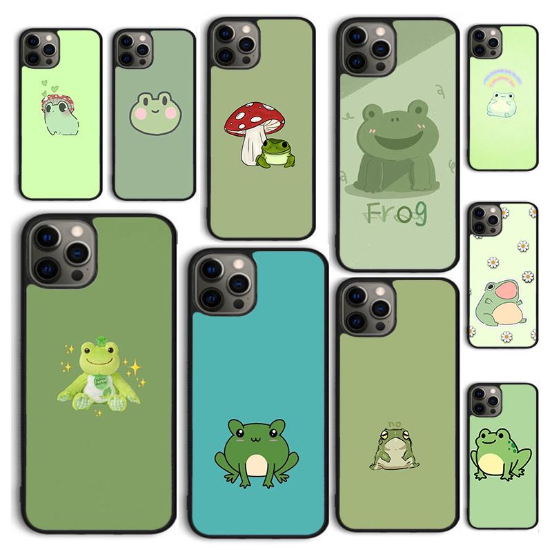 Autumu Mint Green Funny Frog Phone Case Cover for iPhone 17 Air 16 16e 15 12 11 13 14 Pro Max Apple Plus Coque
