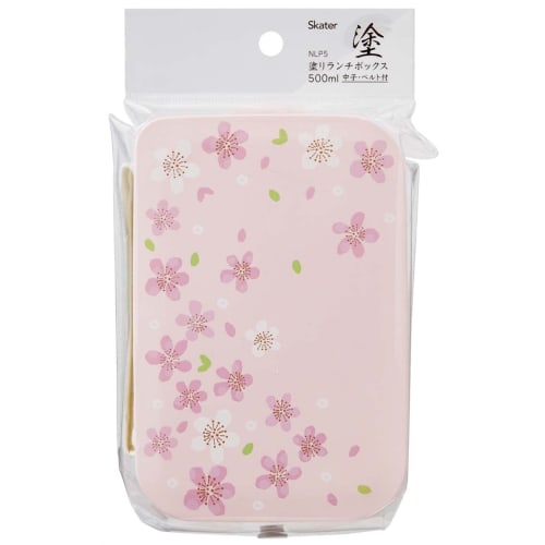 Skater (NLP5-A) Lacquered Single-Tier Lunch Box, 500ml, with Inner and Belt, Cherry Blossom Pink, Made In Japan