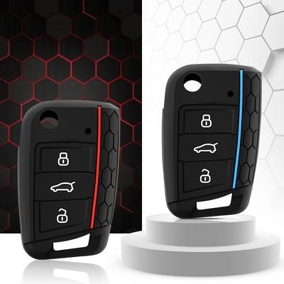 3-knapps fällnyckel silikonskydd Passar för VW GOLF 7 MK7 SKODA SEAT 2014 2015 2016 FOB HULL OCTAVIA COMBI LEON IBIZA CUPTRA Fodral