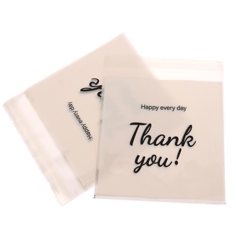 100Pcs Transparent Thank You Self-Adhesive Bag Plastic Pouches For Ring Earring Necklace Jewelry Travel Display Packaging Bags